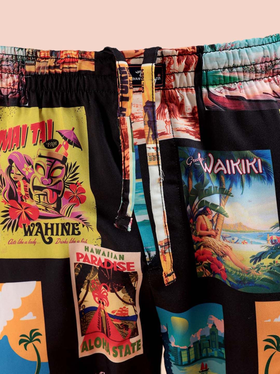 The Indian Garage Co Graphic Printed Cuban Collar Shirt With Shorts
