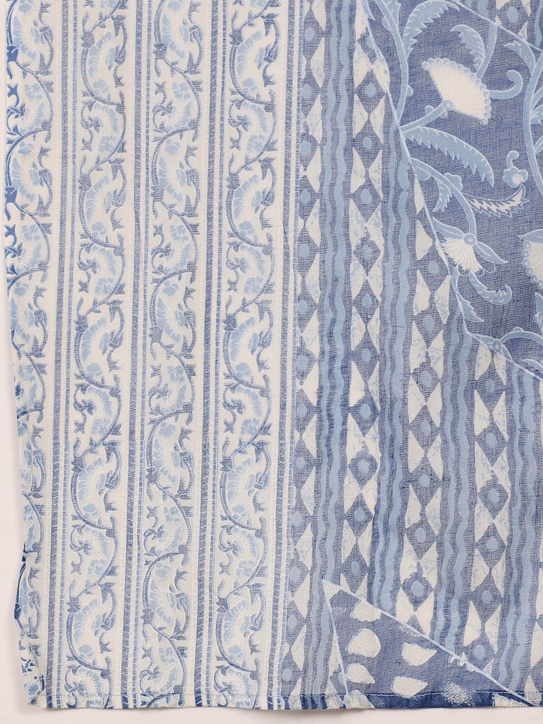 Varanga Floral Printed V-Neck Pure Cotton Straight Kurta With Trousers & Dupatta