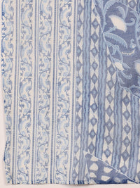 Varanga Floral Printed V-Neck Pure Cotton Straight Kurta With Trousers & Dupatta