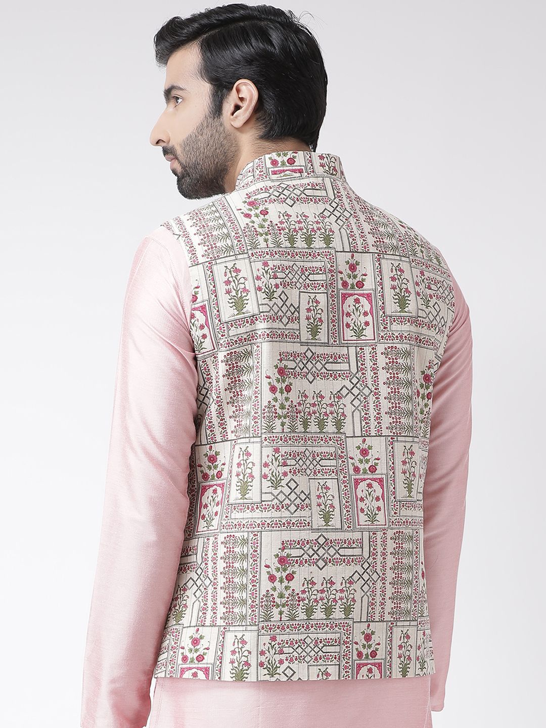 KISAH Men Printed Zari  Regular Fit Nehru Jacket