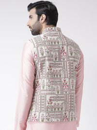 KISAH Men Printed Zari  Regular Fit Nehru Jacket