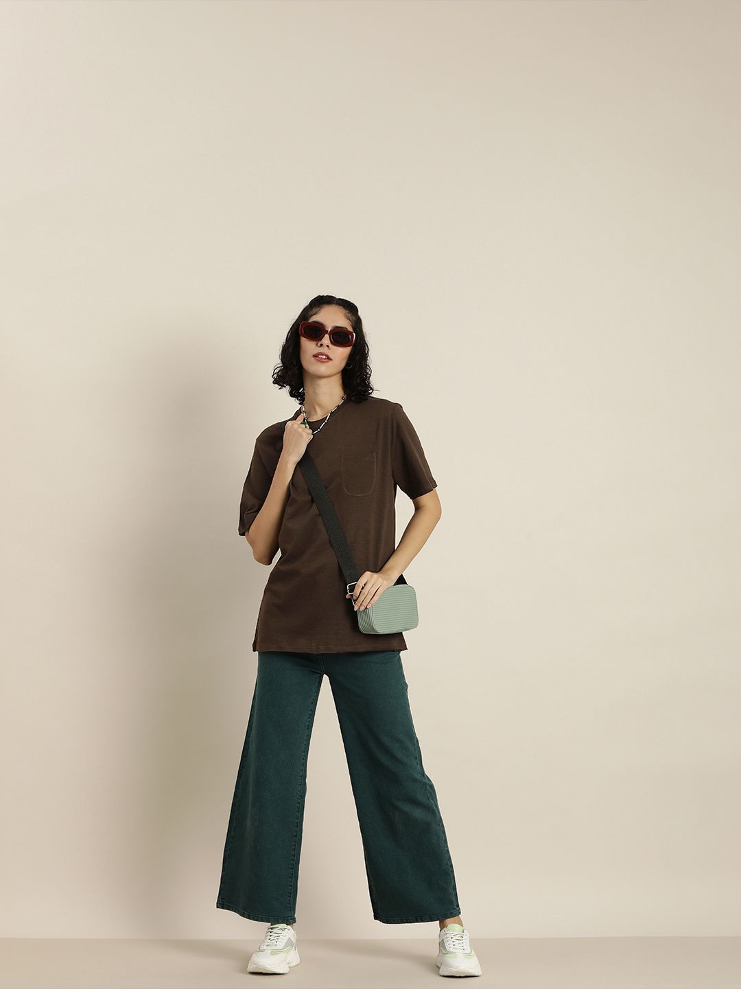 DILLINGER Womens Honeycomb Structure Oversized T-shirt