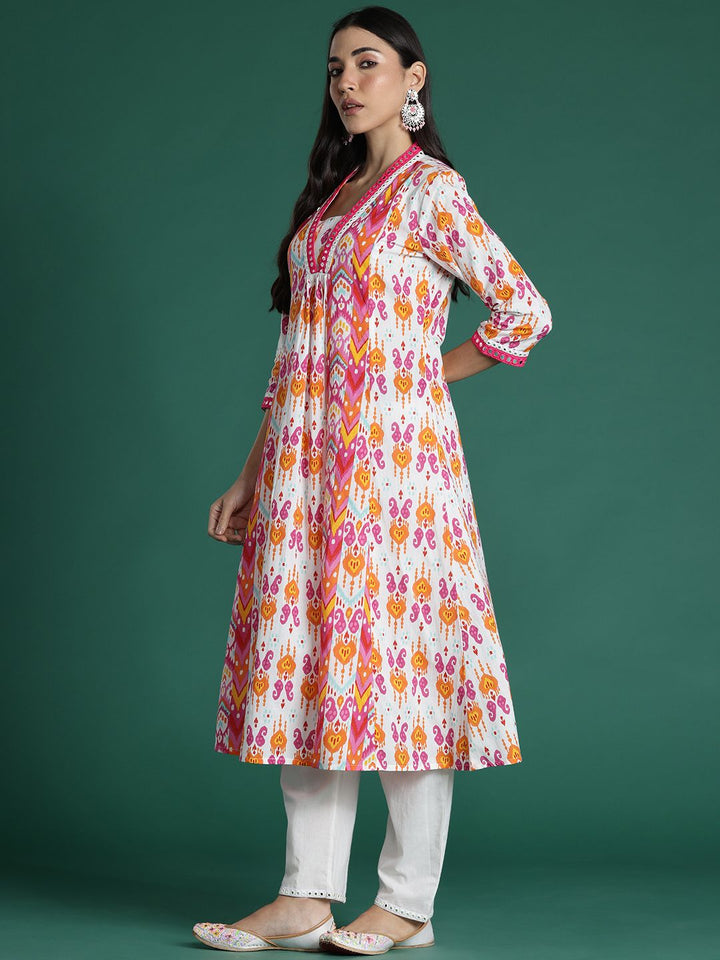 Indo Era Ethnic Motifs Printed Mirror Work Pure Cotton Kurta with Trousers & With Dupatta
