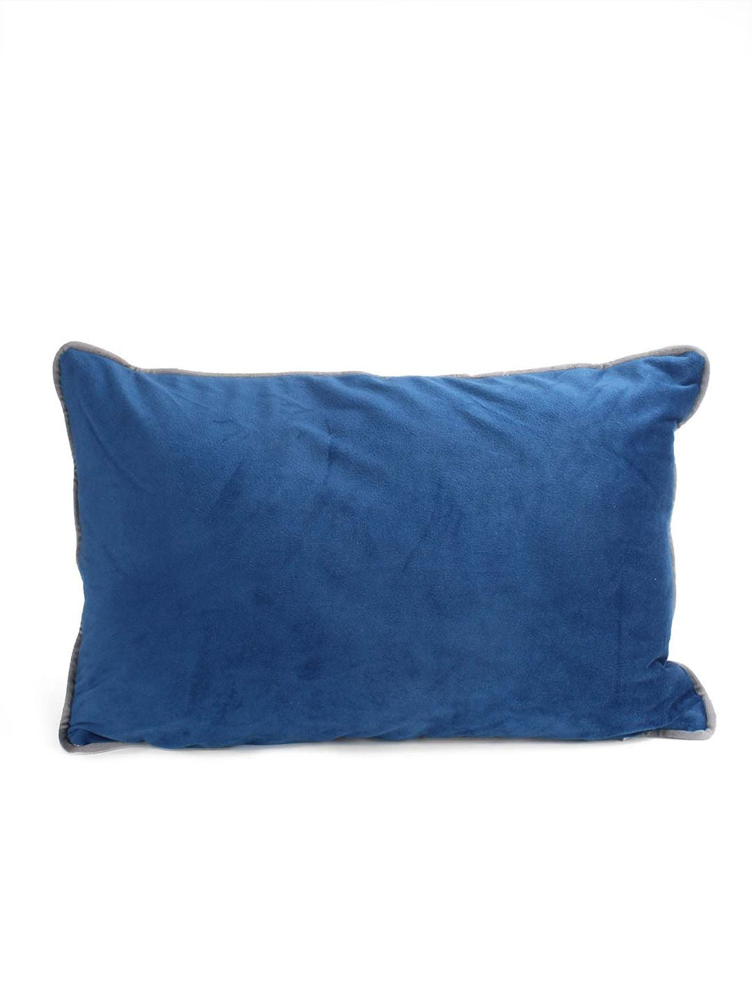 STITCHNEST 2 Pcs Blue & Grey Velvet Rectangle Cushion Covers