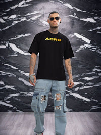 ADRO Graphic Printed Drop-Shoulder Sleeves Cotton Oversized T-shirt