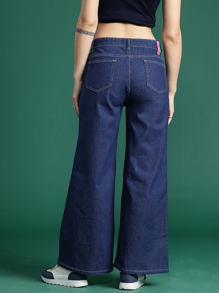 DressBerry Women Wide Leg Printed Stretchable Jeans