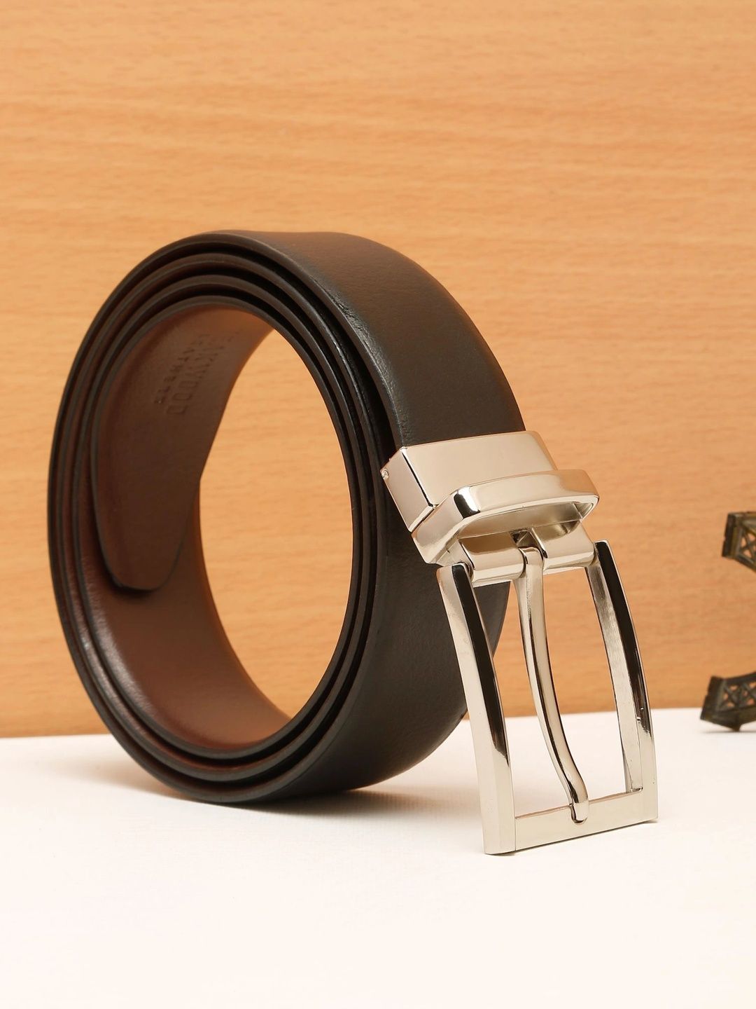 Teakwood Leathers Men Textured Leather Reversible Formal Belt