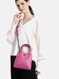 Berrylush Pink Solid Structured Handheld Bag with Detachable Sling Strap