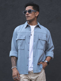 Powerlook India Slim Self Designed Spread Collar Casual Oversized Shirt