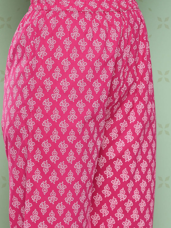 KALINI Women Ethnic Motifs Printed Empire Gotta Patti Kurta with Trousers & With Dupatta