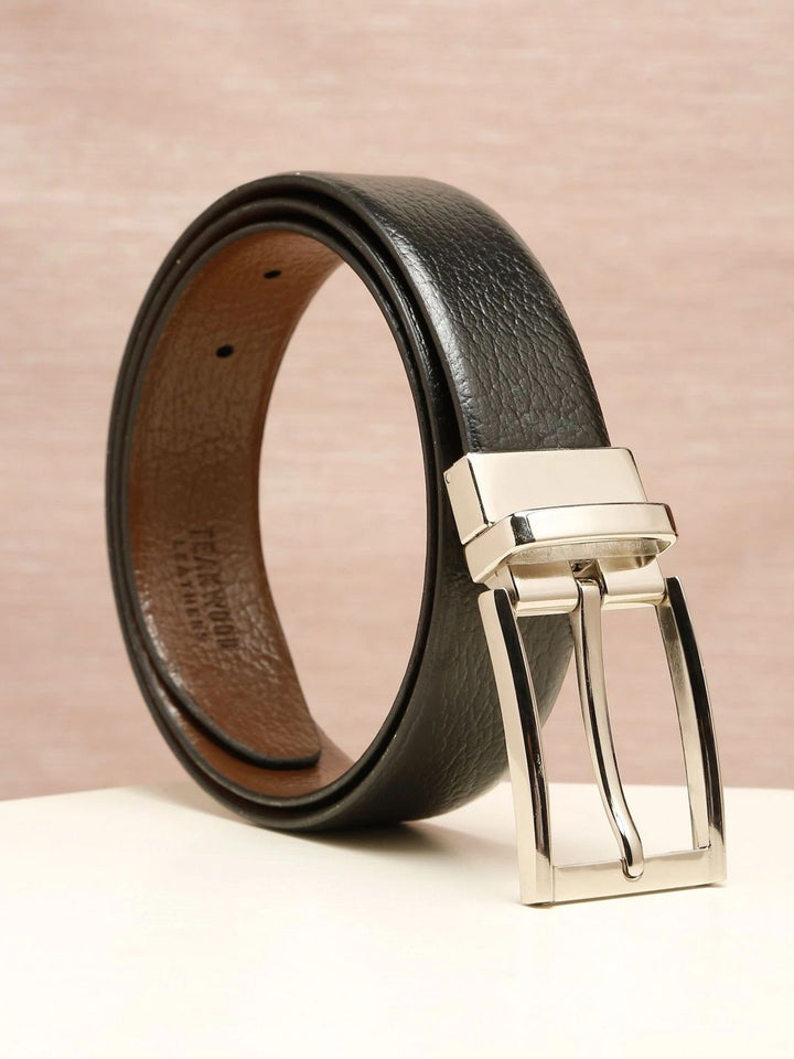 Teakwood Leathers Men Textured Leather Reversible Formal Belt