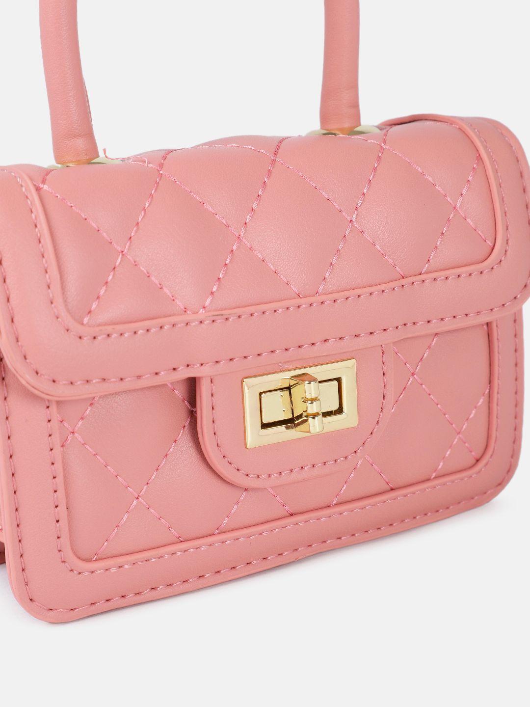 DressBerry Textured Miniature Satchel Bag with Quilted