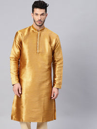 SOJANYA Lelaki Mustard Tenun Kuning Design Kurta Lurus