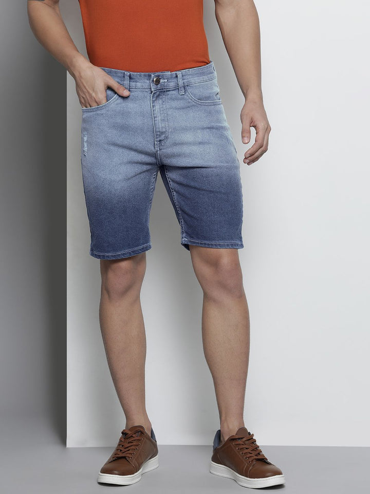 The Indian Garage Co Men Blue Slim Fit Denim Shorts