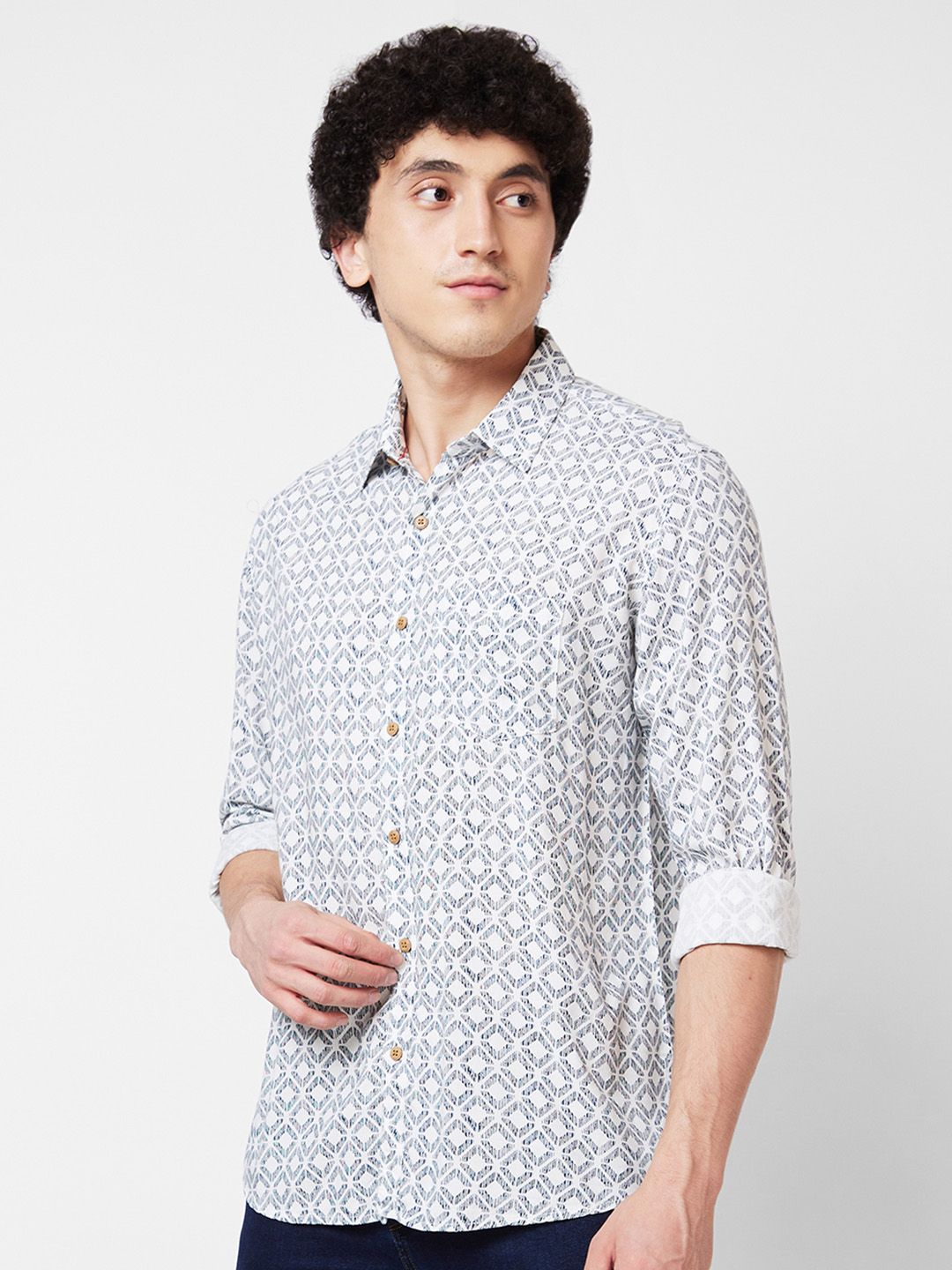 SPYKAR Geometric Printed Cotton Casual Shirt