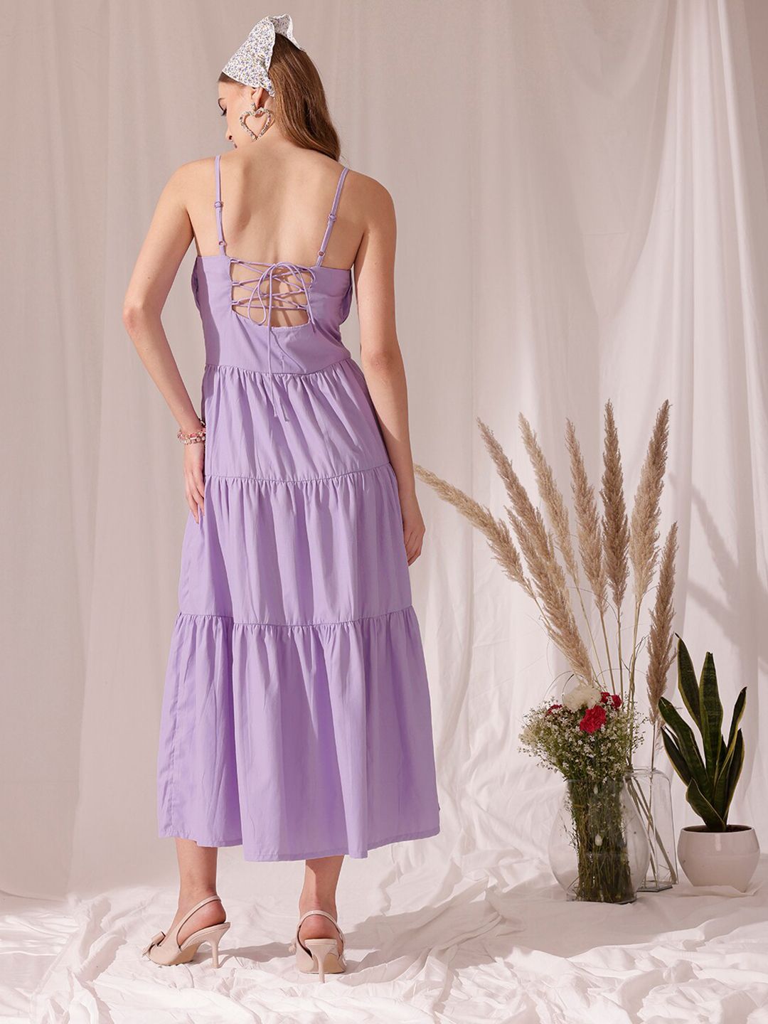 STREET 9 Shoulder Straps Sleeveless Fit & Flare Cotton Layered Dress