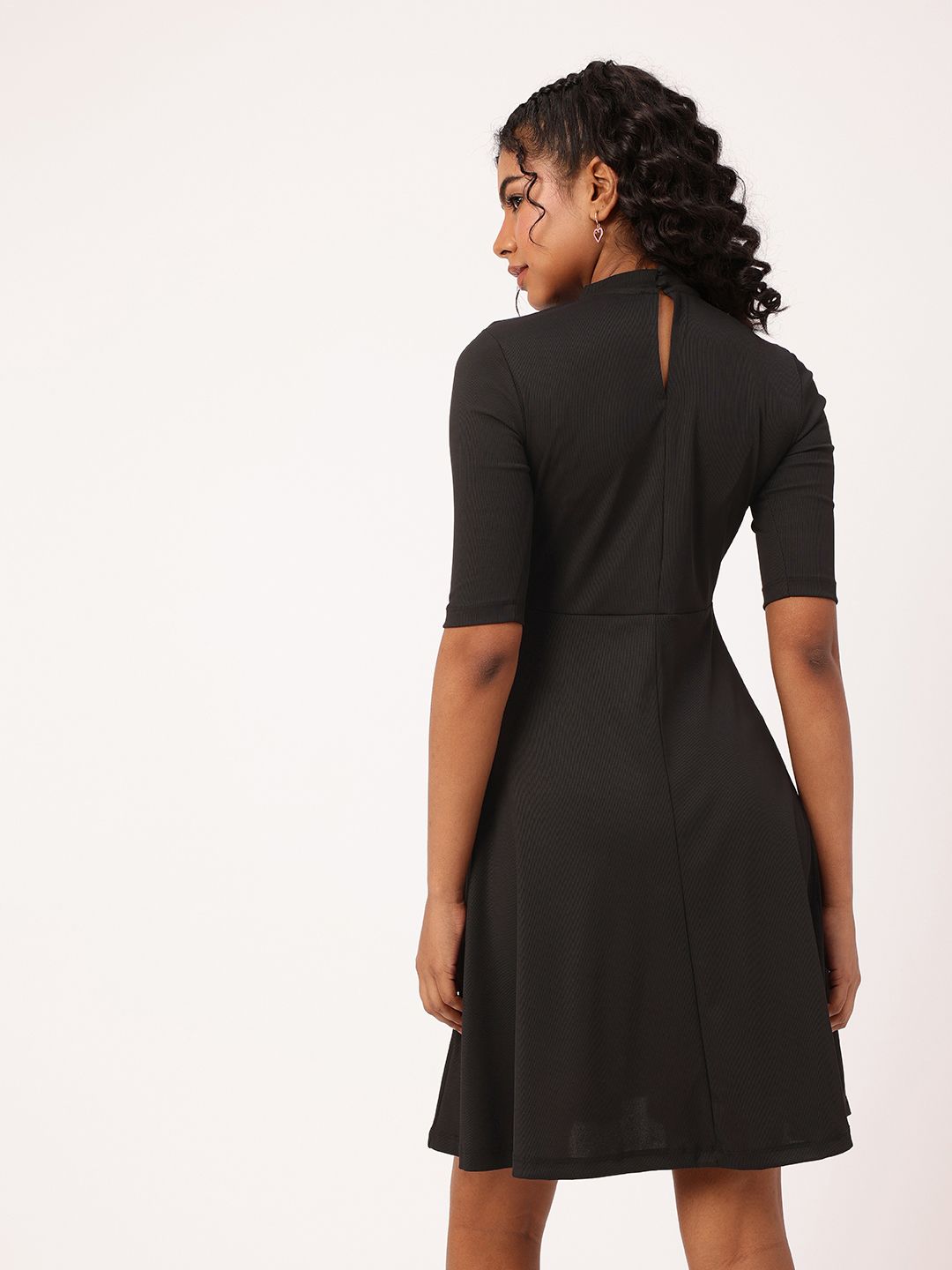DressBerry Darling Details Printed Ribbed Fit & Flare Dress