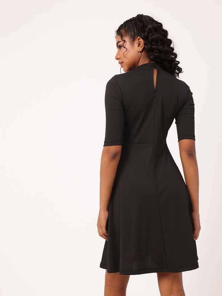 DressBerry Darling Details Printed Ribbed Fit & Flare Dress