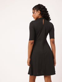 DressBerry Darling Details Printed Ribbed Fit & Flare Dress