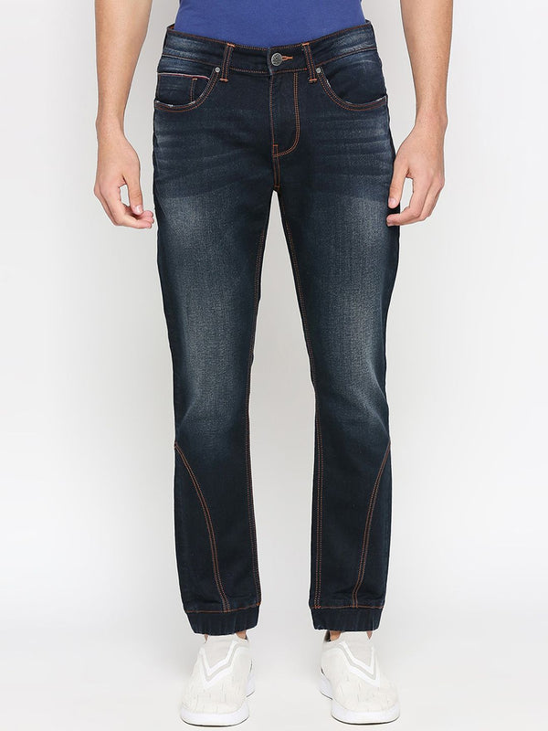 Being Human Men Mid-Rise Heavy Fade Dark Shade Clean Look Joggers