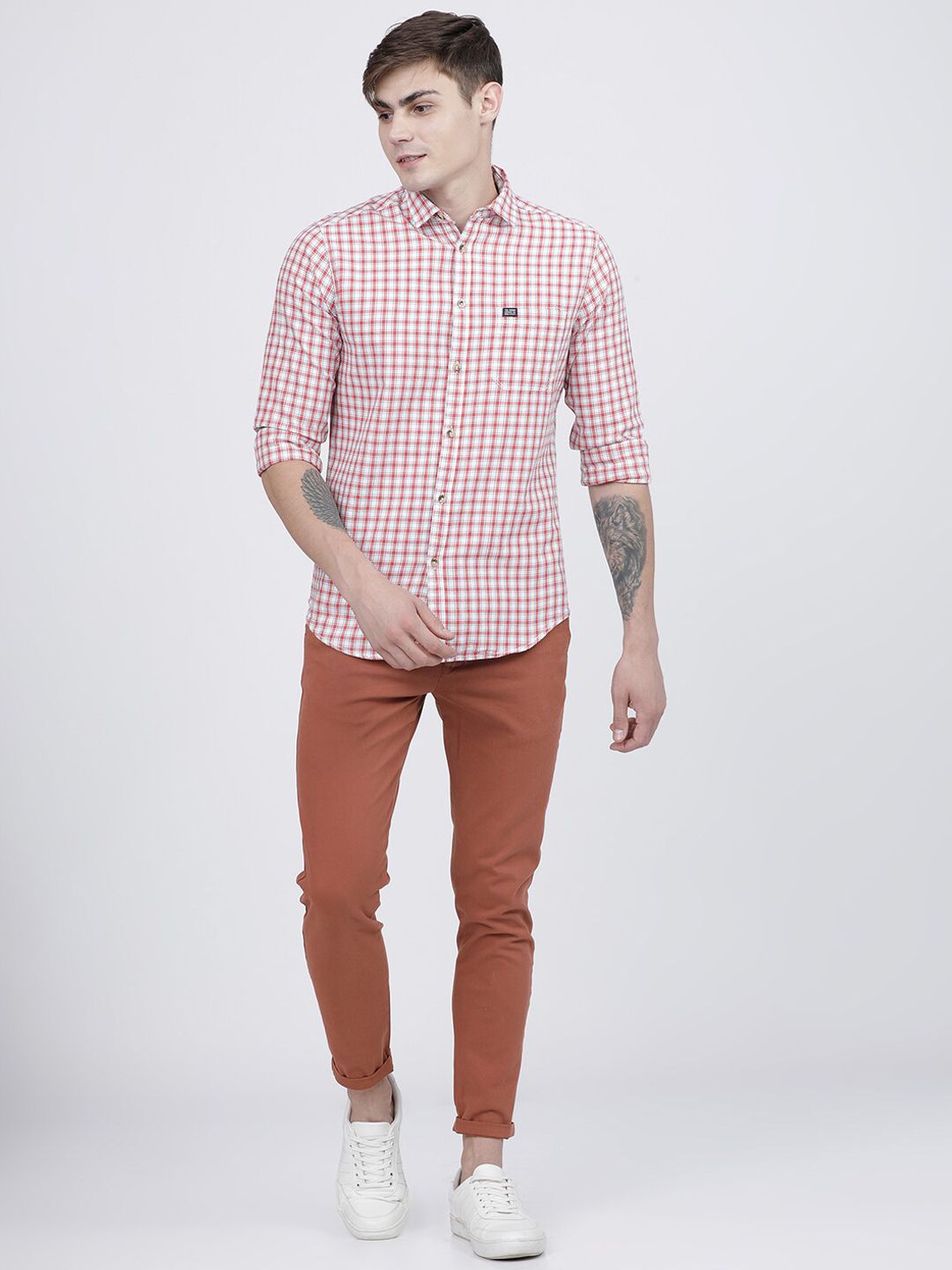 The Indian Garage Co Men Rust Slim Fit Regular Trousers Regular Trousers