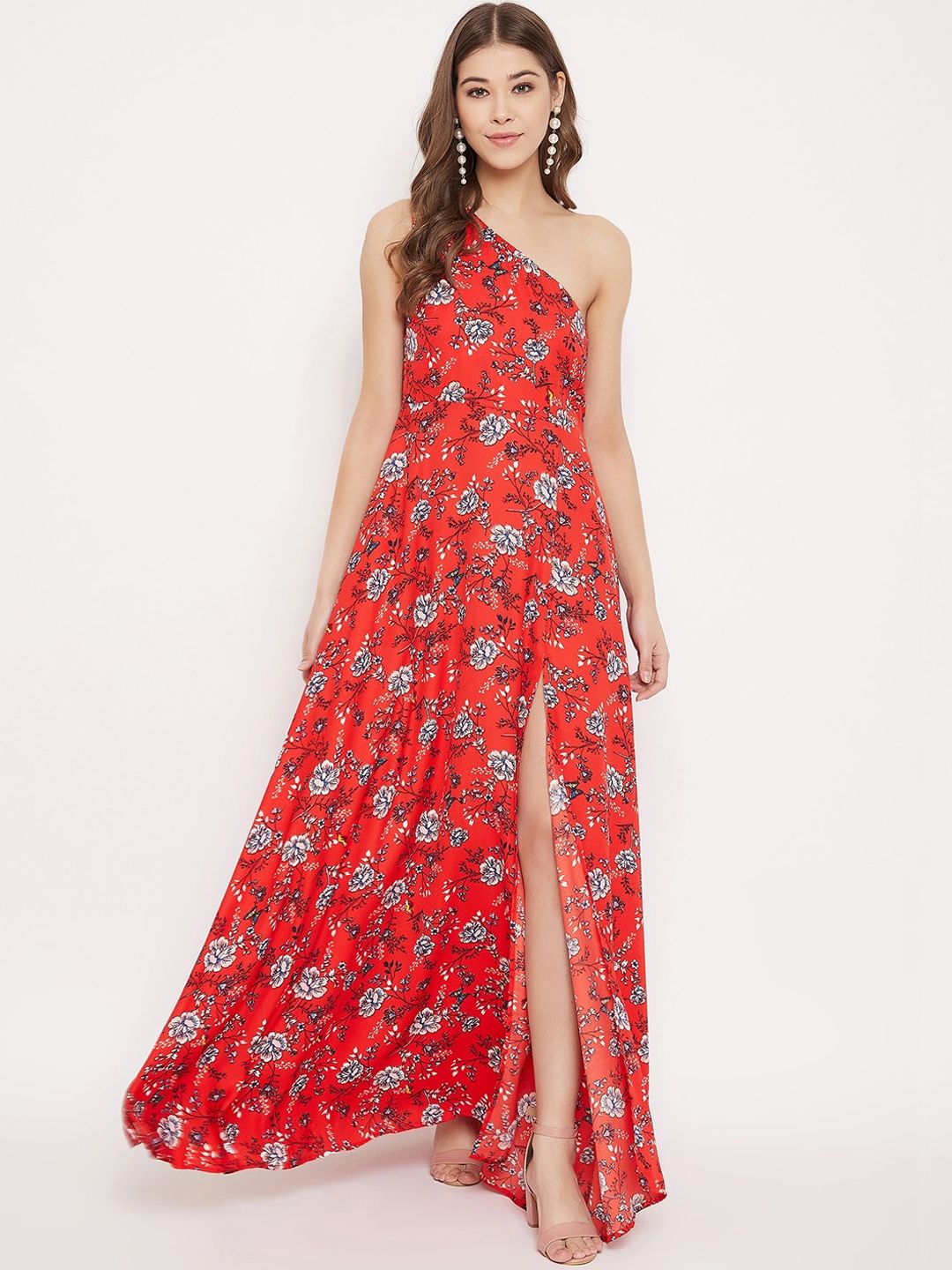 Berrylush Women Red Printed Maxi Dress