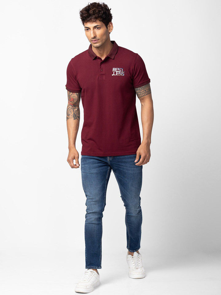 SPYKAR Men Polo Collar Slim Fit Cotton T-shirt