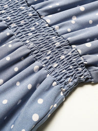 DressBerry Polka Dot Print Tie-Up Neck A-Line Tiered Dress