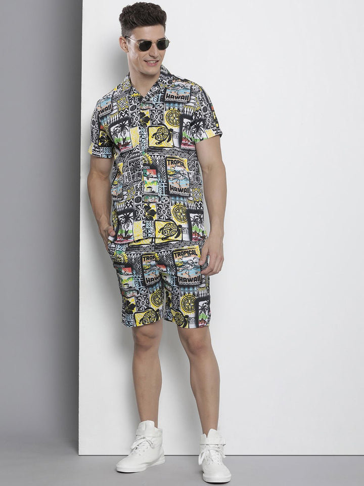 The Indian Garage Co Men Tropical Printed Short with Shirt