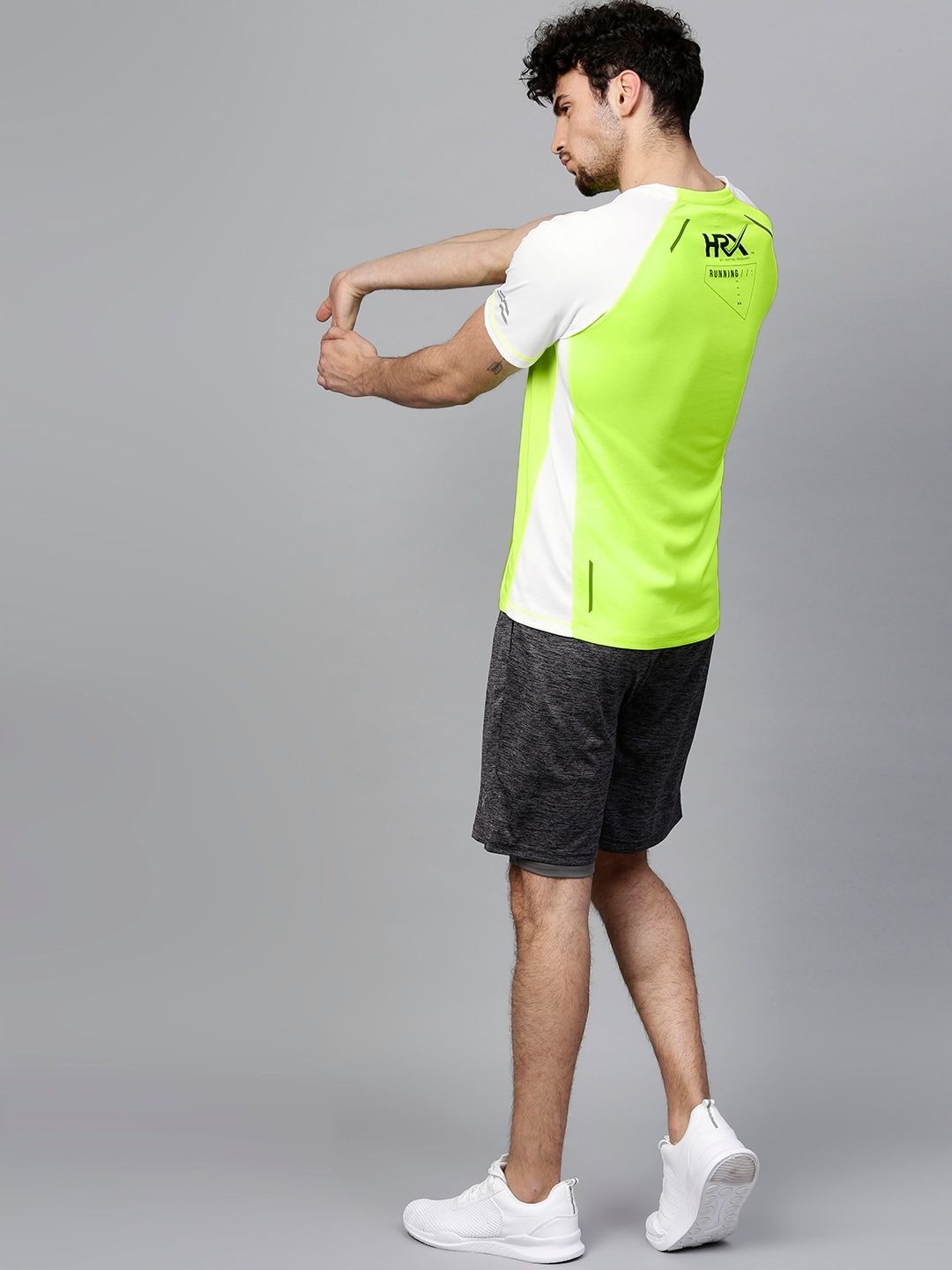 HRX by Hrithik Roshan Men Fluorescent Green Running T-shirt With Raglan Sleeves