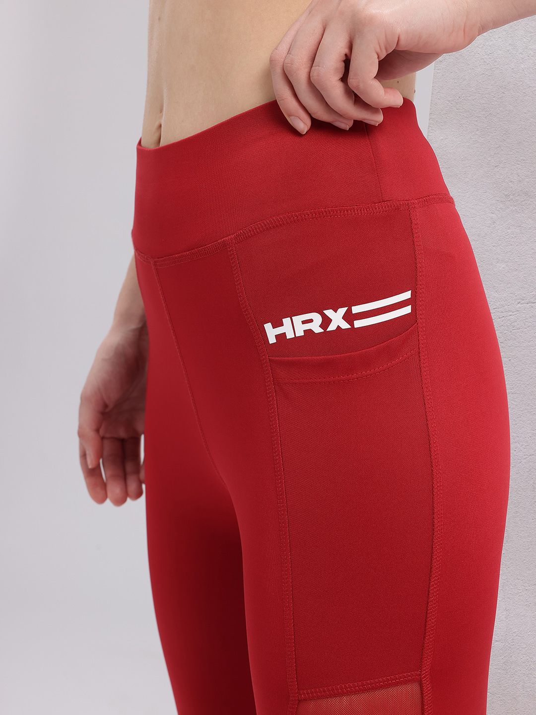 HRX by Hrithik Roshan Women Brand Logo Detail Mesh Rapid-Dry Cropped Training Tights