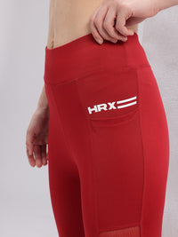 HRX by Hrithik Roshan Women Brand Logo Detail Mesh Rapid-Dry Cropped Training Tights