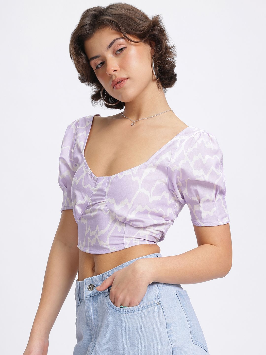 DressBerry Lavender Love Smocked Crop Top