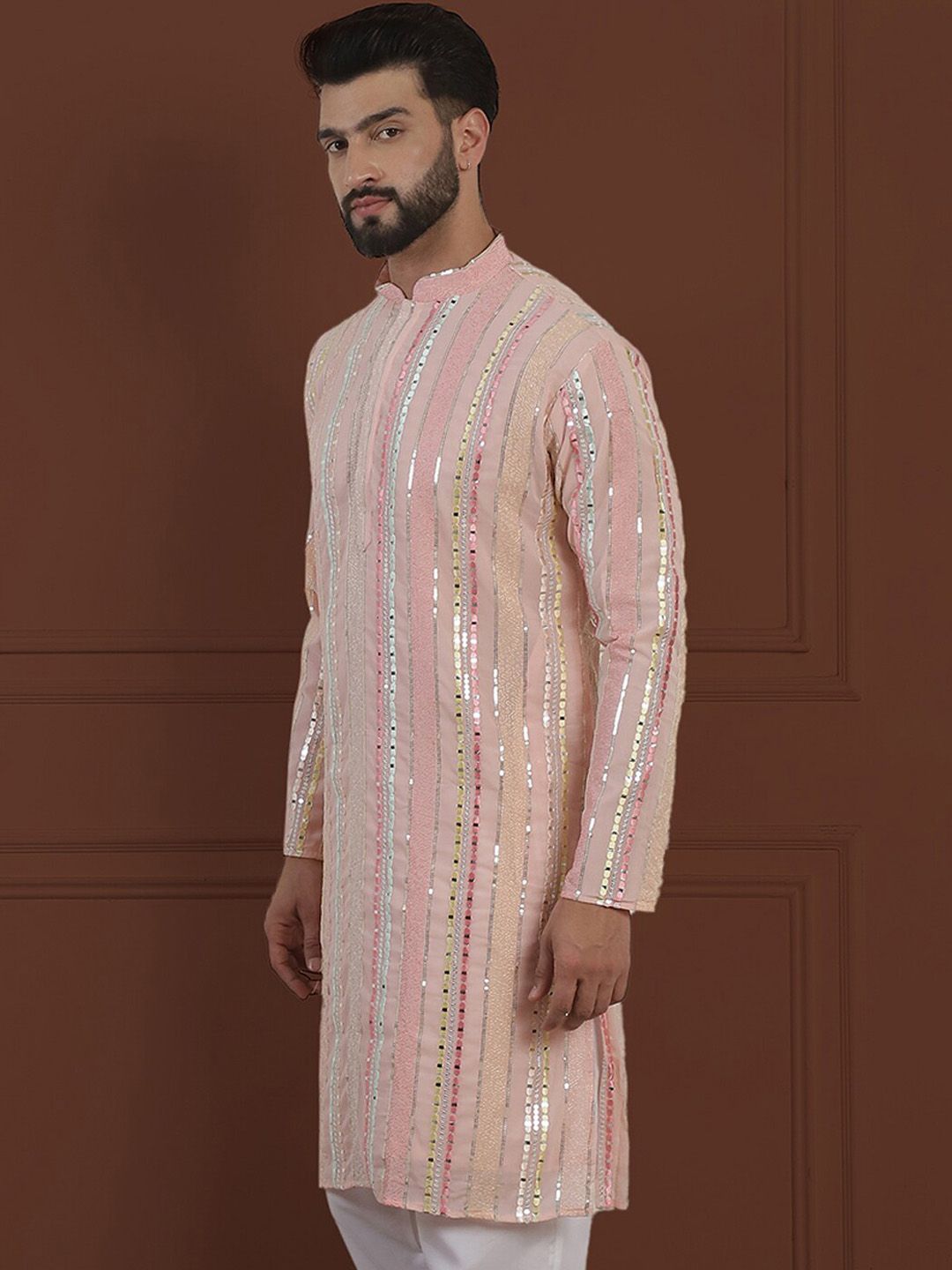 SOJANYA LUXE Kurta Georgette Tulen Berhias Berjalur