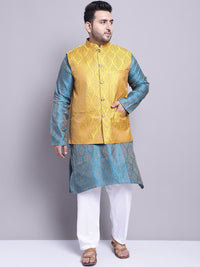 SOJANYA PLUS Ethnic Motifs Woven Design Kurta With Pyjamas & Nehru Jacket