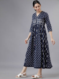 Vishudh Women Navy Blue Empire Dress