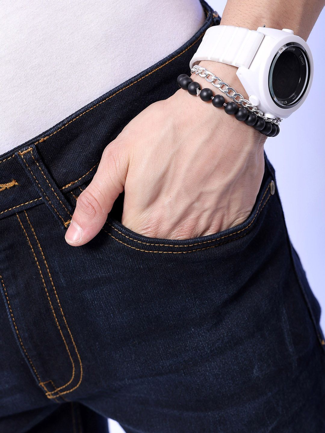 The Indian Garage Co Blue Men Mid-Rise Slim Fit Light Fade Stretchable Jeans