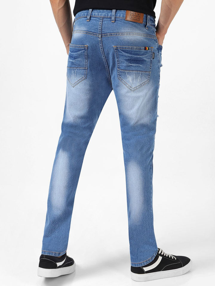 Urbano Fashion Men Blue Slim Fit Mid-Rise Highly Distressed Stretchable Jeans