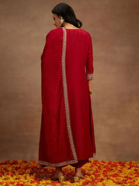 Libas Yoke Design Sequinned A-Line Kurta with Trousers & With Dupatta