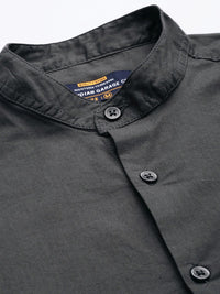 The Indian Garage Co Men Grey Mandarin Collar Casual Shirt
