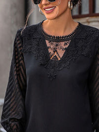 all about you Black Self Design Puff Sleeves Top