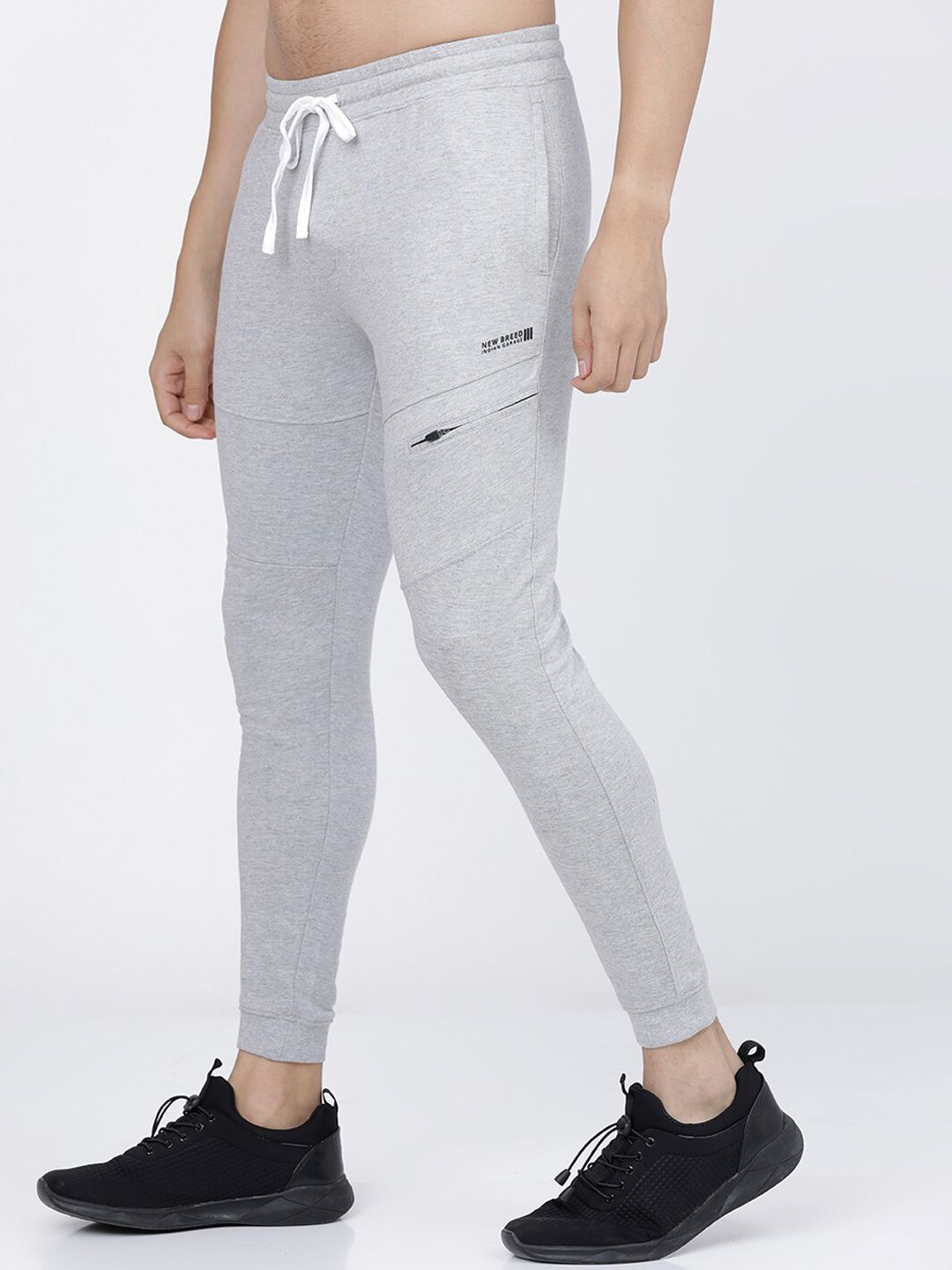 The Indian Garage Co Men Grey Melange Solid Slim-Fit Joggers