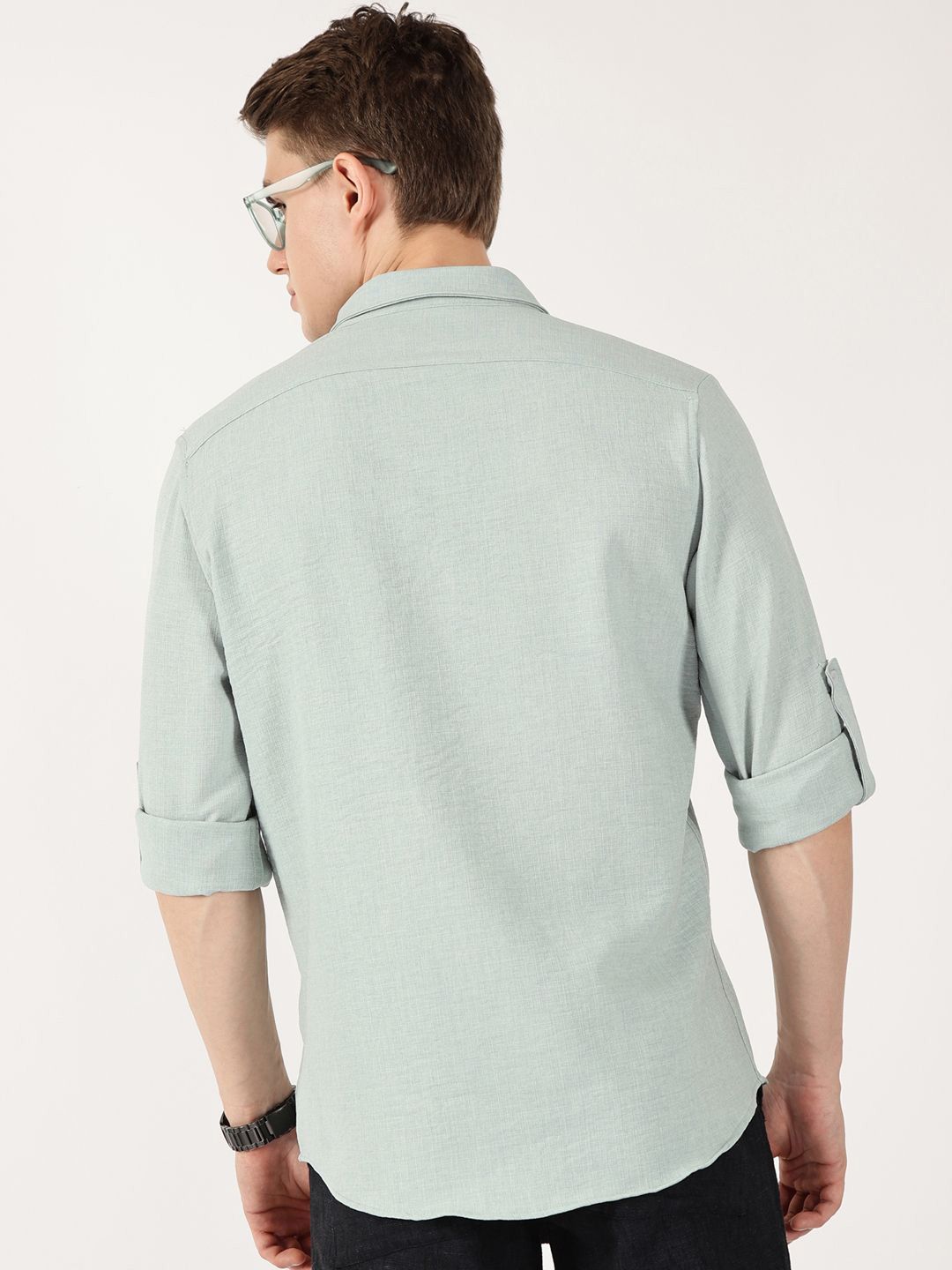 Thomas Scott Men Premium Button-Down Collar Solid Linen Casual Shirt