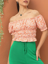 DressBerry Off-Shoulder Shoutout Chic Print & Pop Top