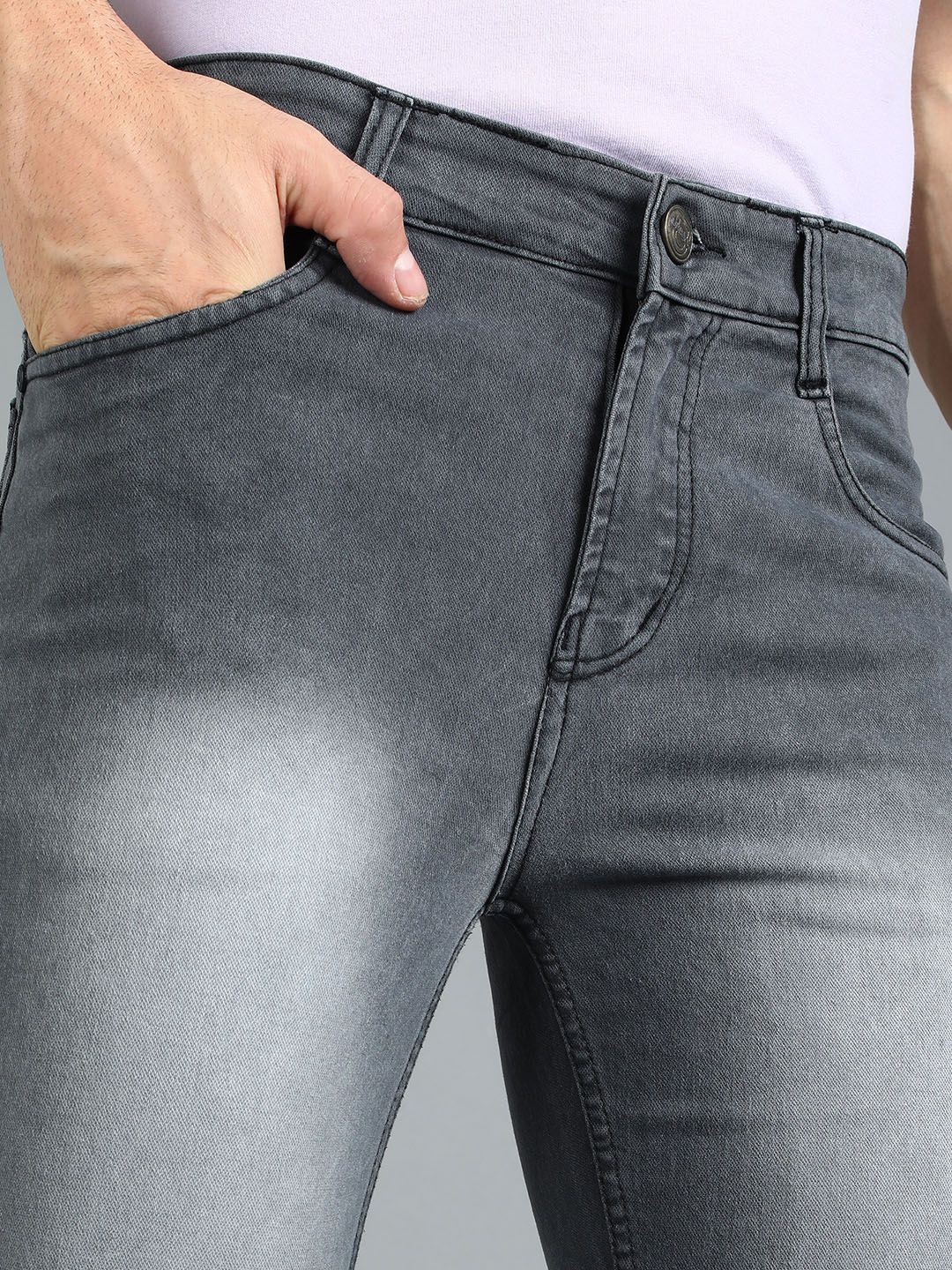 Urbano Fashion Men Grey Slim Fit Mid-Rise Clean Look Stretchable Jeans