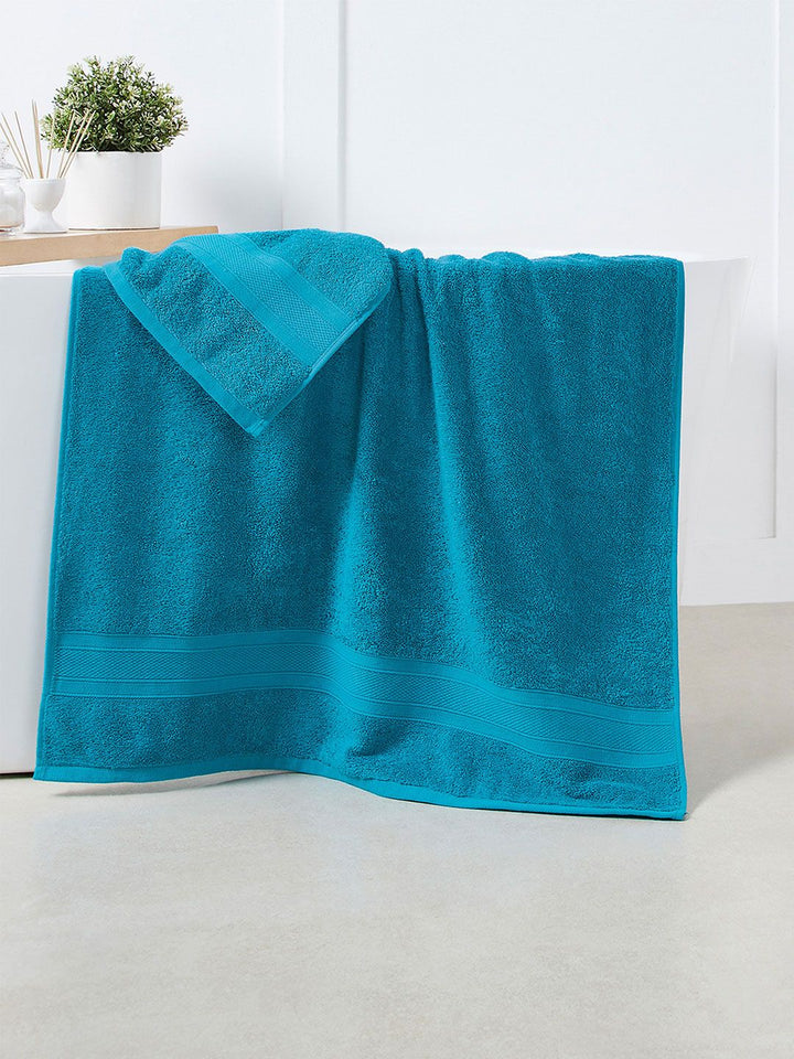 MYTRIDENT Teal Blue Solid Pure Cotton 500 GSM Soft  Plush Bath Towel