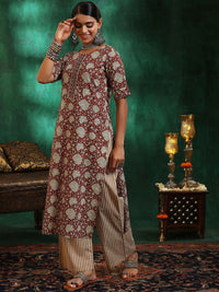 Libas Floral Printed Regular Gotta Patti Pure Cotton Straight Kurta with Palazzos