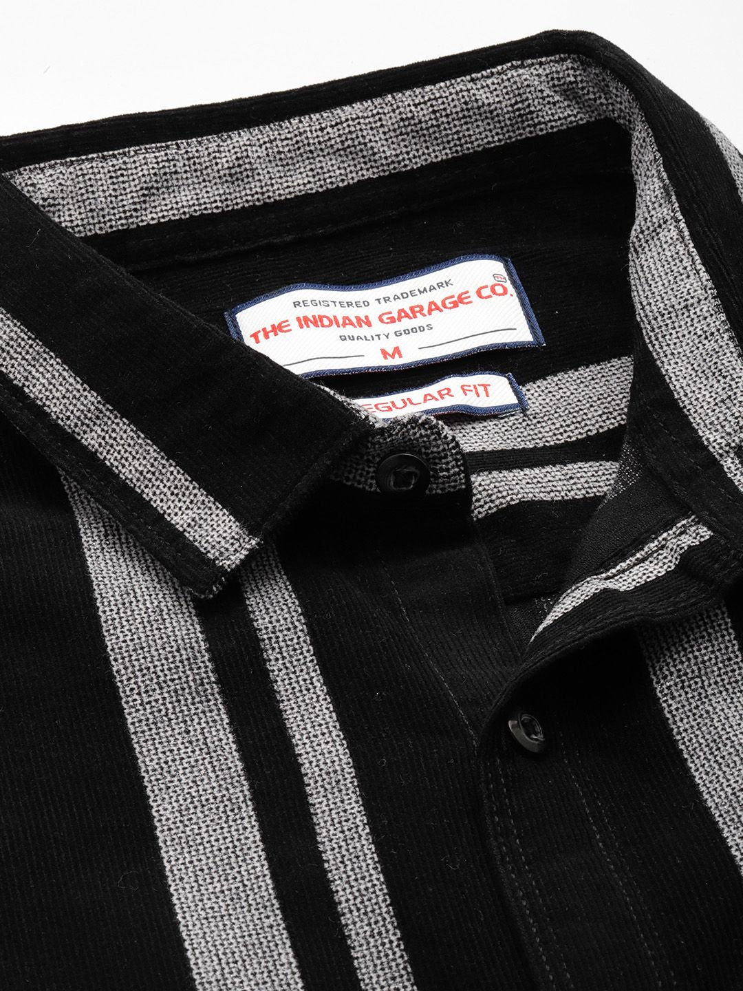 The Indian Garage Co Pure Cotton Striped Corduroy Casual Shirt