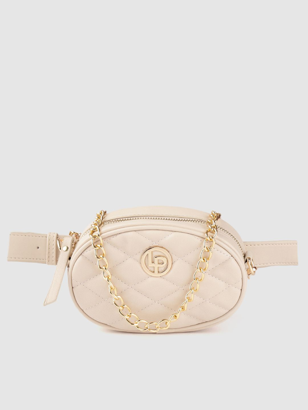 Lino Perros Beige Quilted Sling Bag cum Waist Pouch