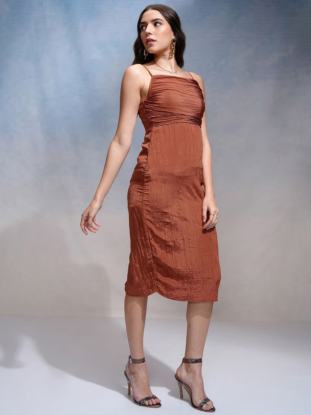 ESPYR By Tokyo Talkies Women Shoulder Straps Sheath Midi Dress